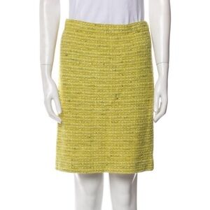 ST. JOHN Collection Green Textured Tweed Knit Knee Length Pencil Skirt Size 8